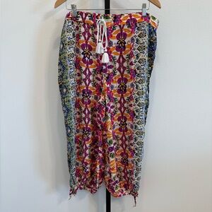 Anthropologie Mixed Multicolor Floral Pants Pull on Pants with Pockets XL Boho
